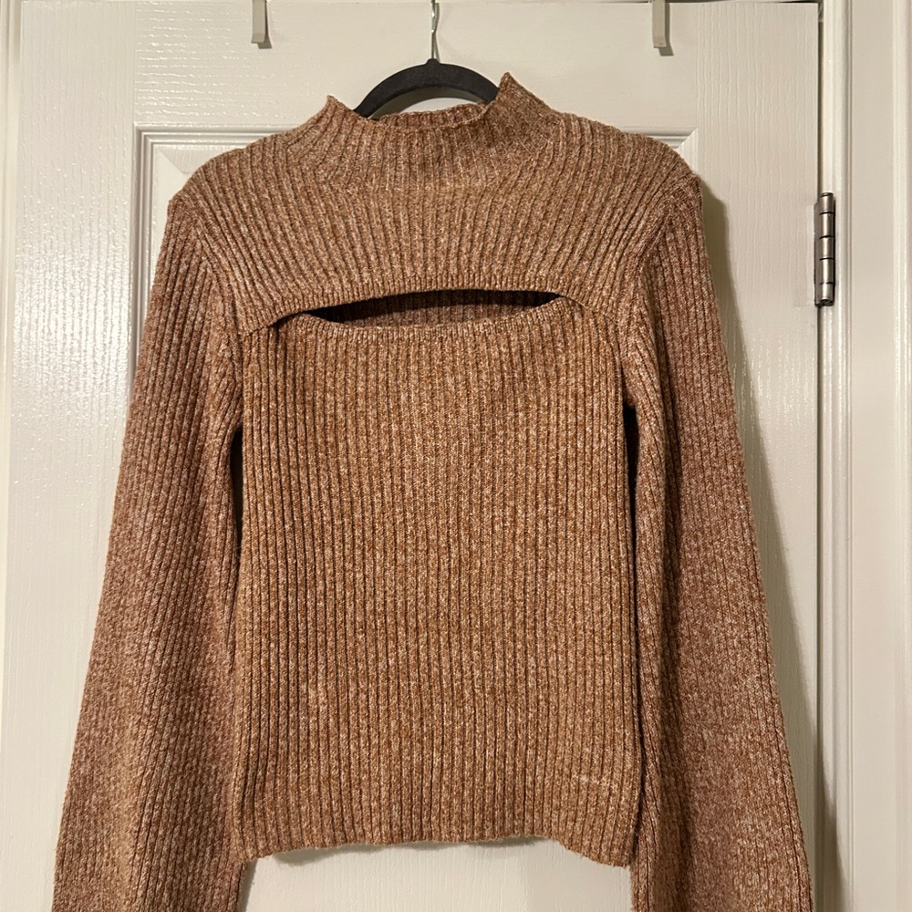 Jessica Simpson Brown Ribbed Turtleneck Sweater
